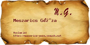 Meszarics Géza névjegykártya